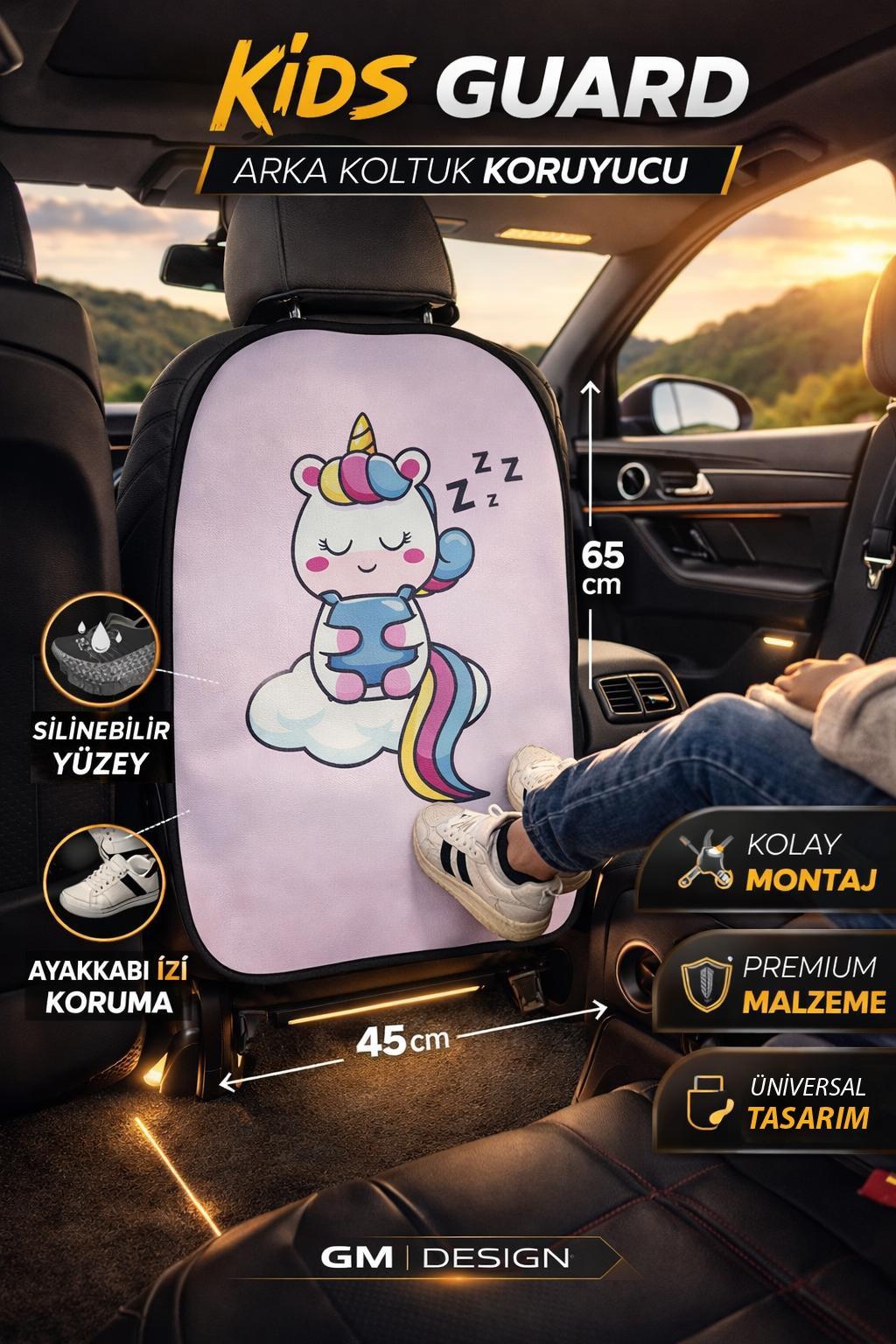 Kids Guard Eğlenceli Unicorn Serisi Oto Koltuk Arkası Koruyucu – Su Geçirmez - Leke Tutmaz