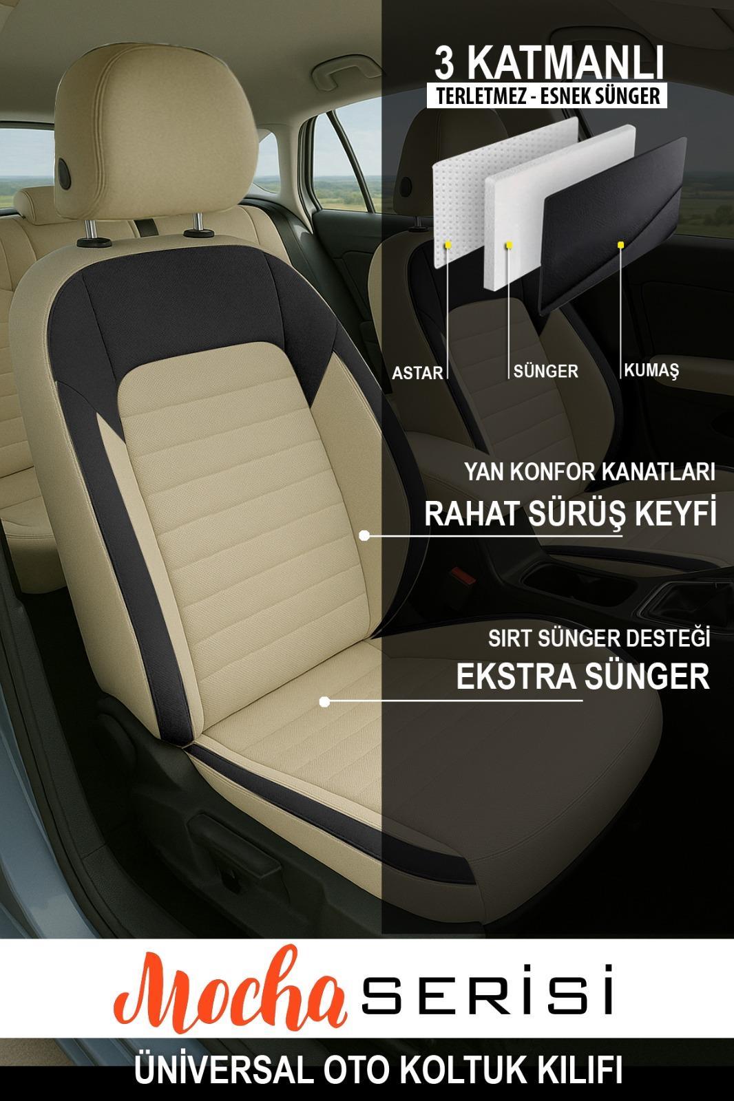 Mocha Bej Tay Tüyü Üniversal Oto Koltuk Kılıfı