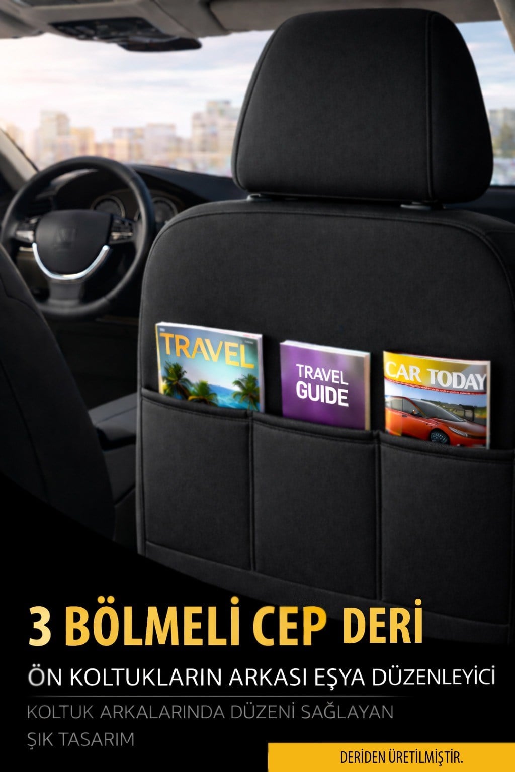 Mocha Serisi Tay Tüyü Siyah Üniversal Oto Koltuk Kılıfı - 5 Koltuk Tam Set