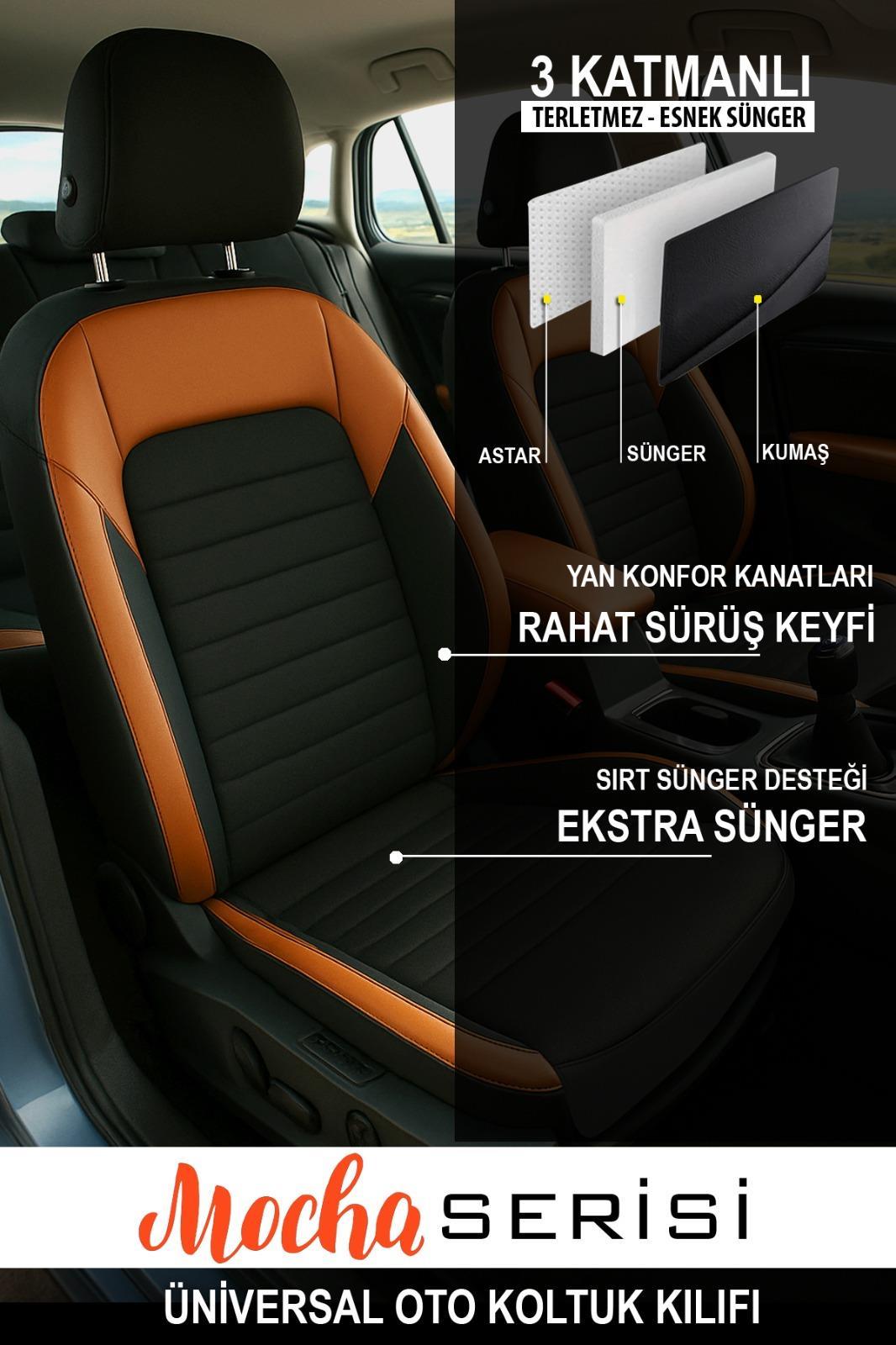 Mocha Taba Tay Tüyü Üniversal Oto Koltuk Kılıfı