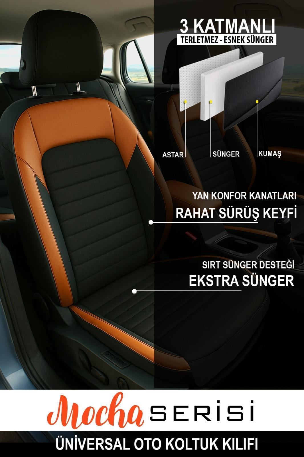 Mocha Taba Tay Tüyü Üniversal Oto Koltuk Kılıfı