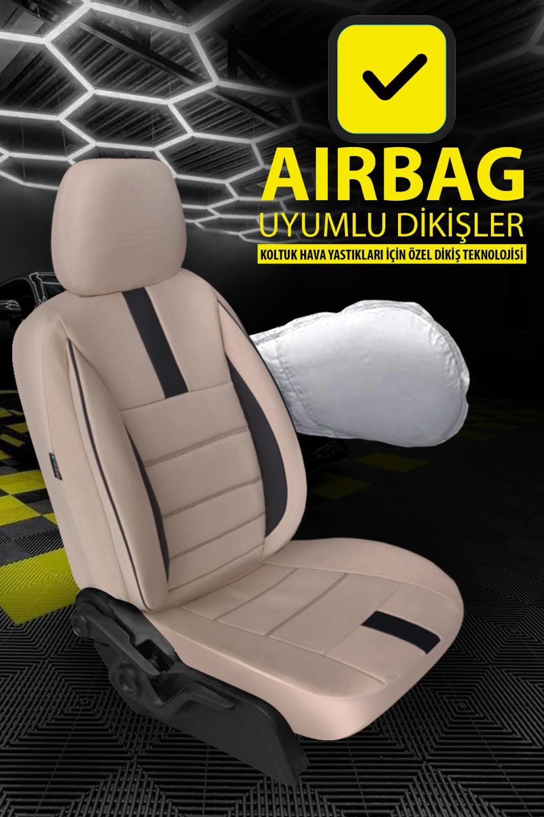 Oniks Bej Tay Tüyü Ön 2 Oto Koltuk Kılıfı