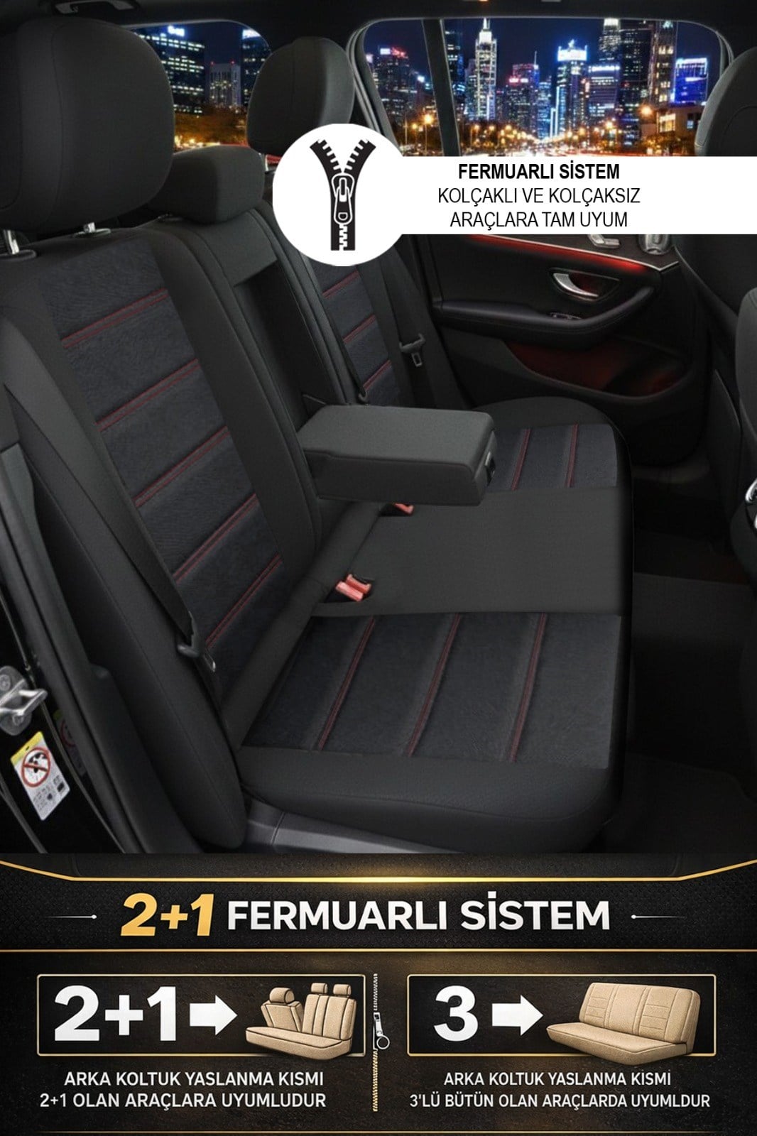 Oniks Kırmızı Tay tüyü Oto Koltuk Kılıfı-(VOLKSWAGEN Bora-Golf-Jetta-Polo Uyumlu)
