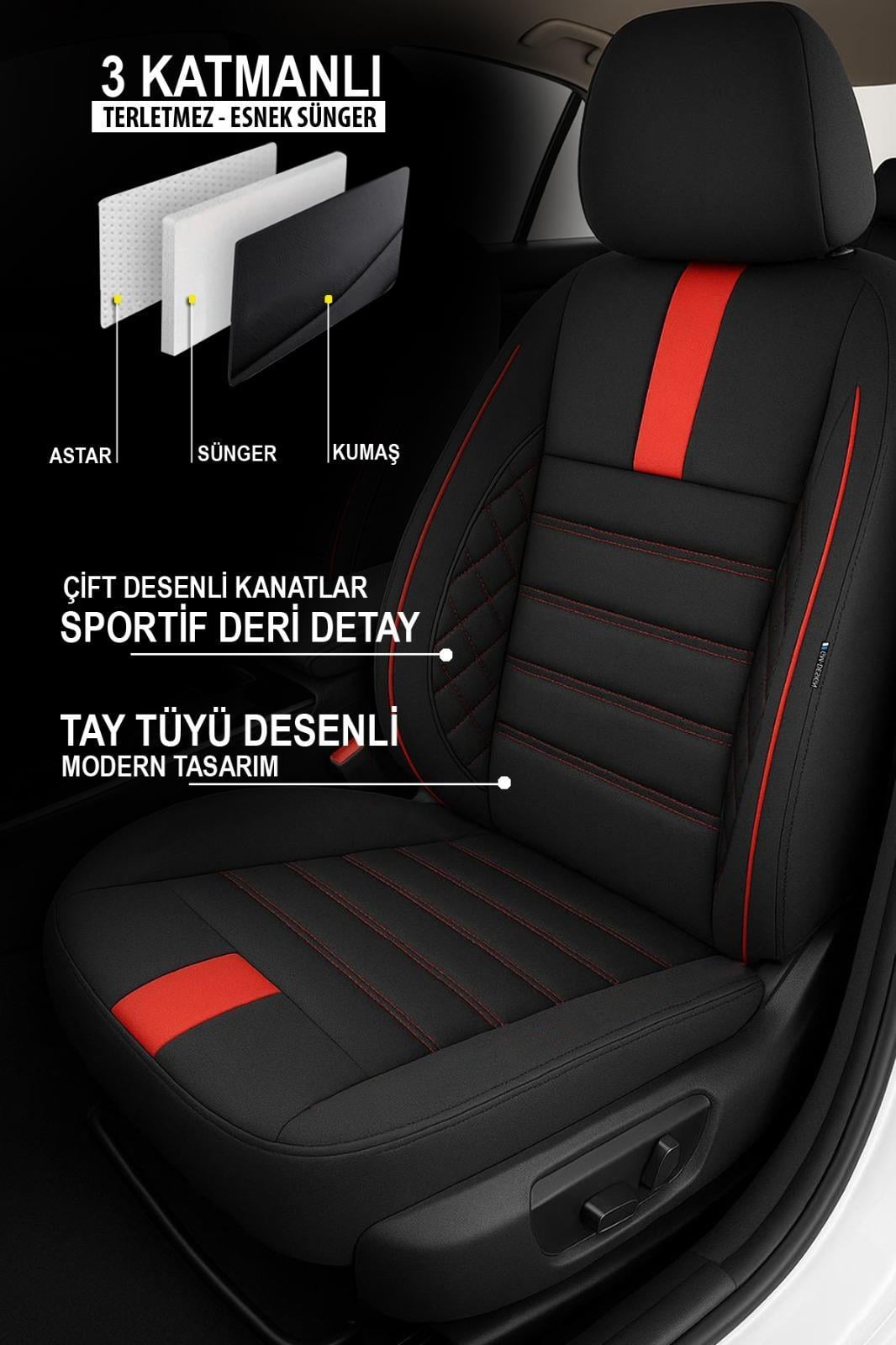 Oniks Oto Koltuk Kılıfı Kırmızı