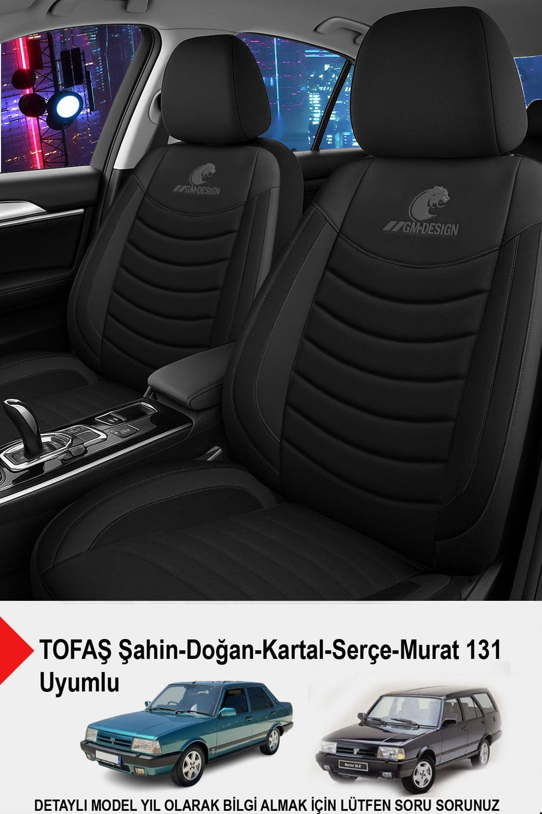 Panther Serisi Siyah Keten Kumaş Oto Koltuk Kılıfı (Tofaş Kartal-Şahin-Doğan-Serçe-Tempra Ile Uyumlu)