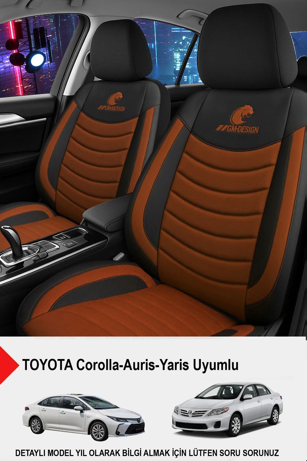 Panther Serisi Taba Keten Kumaş Oto Koltuk Kılıfı (Toyota Corolla-Auris-Yaris Uyumlu)