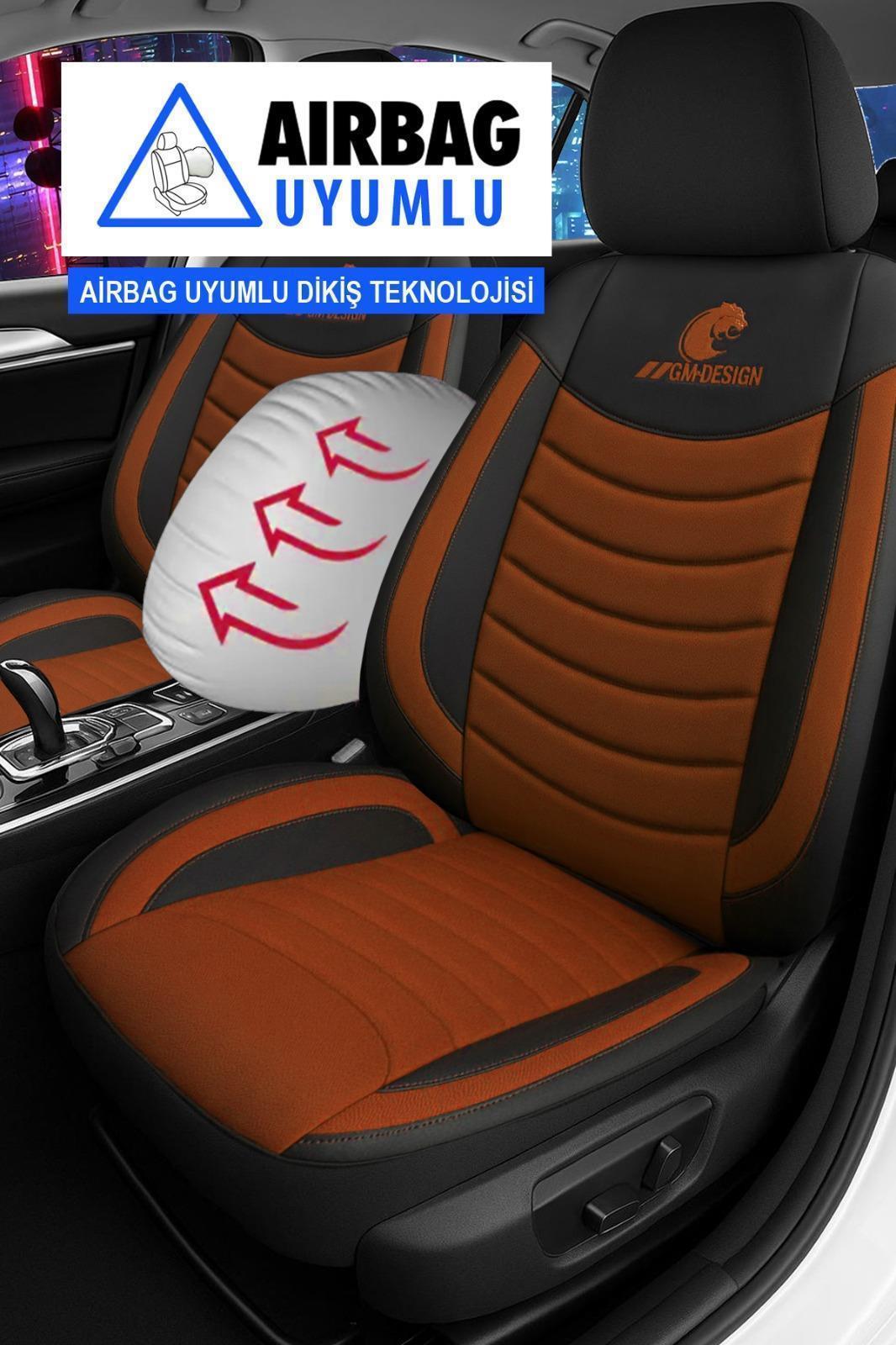 Panther Serisi Taba Keten Kumaş Üniversal Oto Koltuk Kılıfı - 5 Koltuk Tam Set