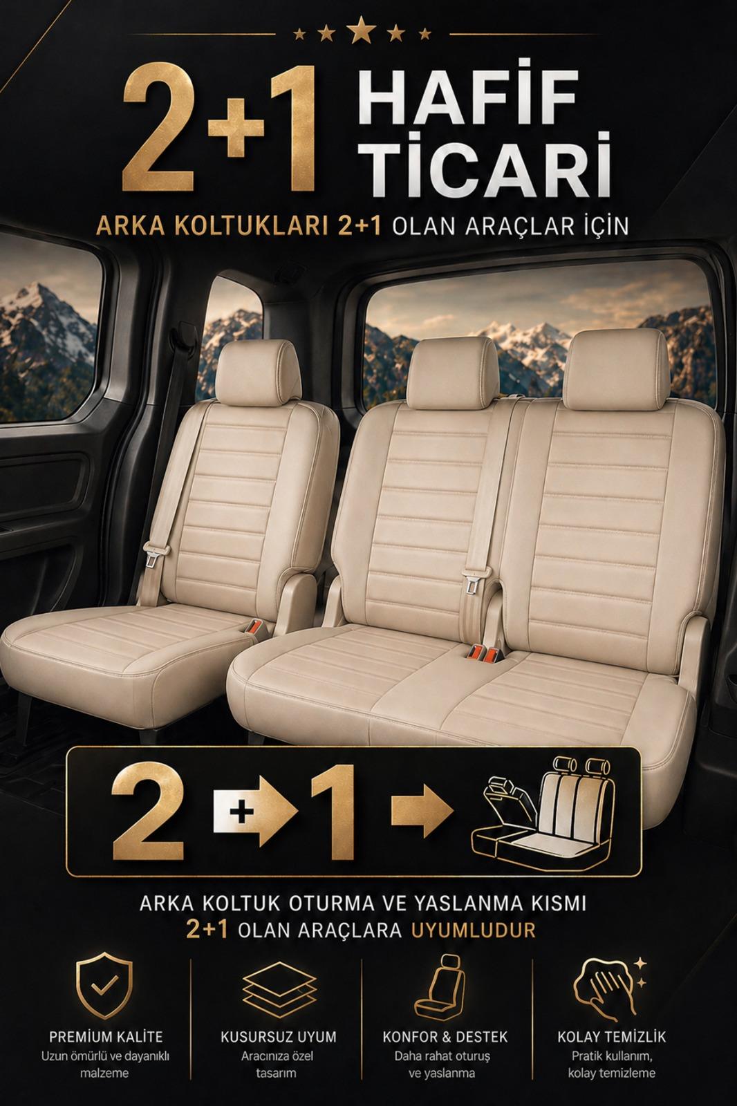 Premium Serisi Lüks Keten Bej Üniversal Ticari Oto Koltuk Kılıfı (DOBLO-CADDY-BERLİNGO-DOKKER-COURİER-KANGOO UYUMLU)