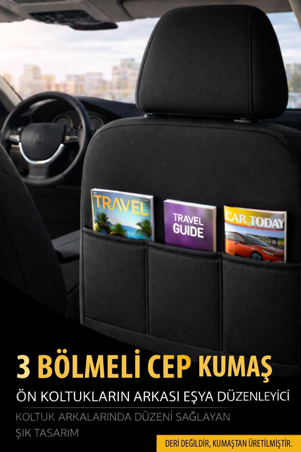 Premium Serisi Lüks Keten Siyah Üniversal Ticari Oto Koltuk Kılıfı (DOBLO-CADDY-BERLİNGO-DOKKER-COURİER-KANGOO UYUMLU)