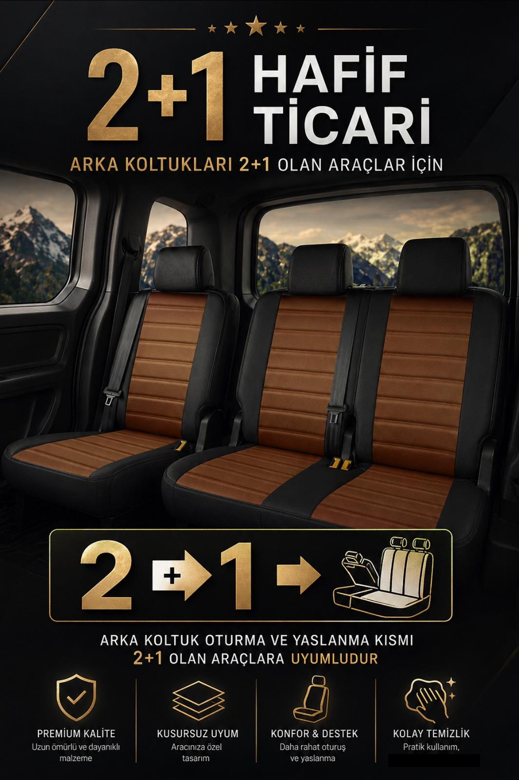 Premium Serisi Lüks Keten Taba Üniversal Ticari Oto Koltuk Kılıfı (DOBLO-CADDY-BERLİNGO-DOKKER-COURİER-KANGOO UYUMLU)