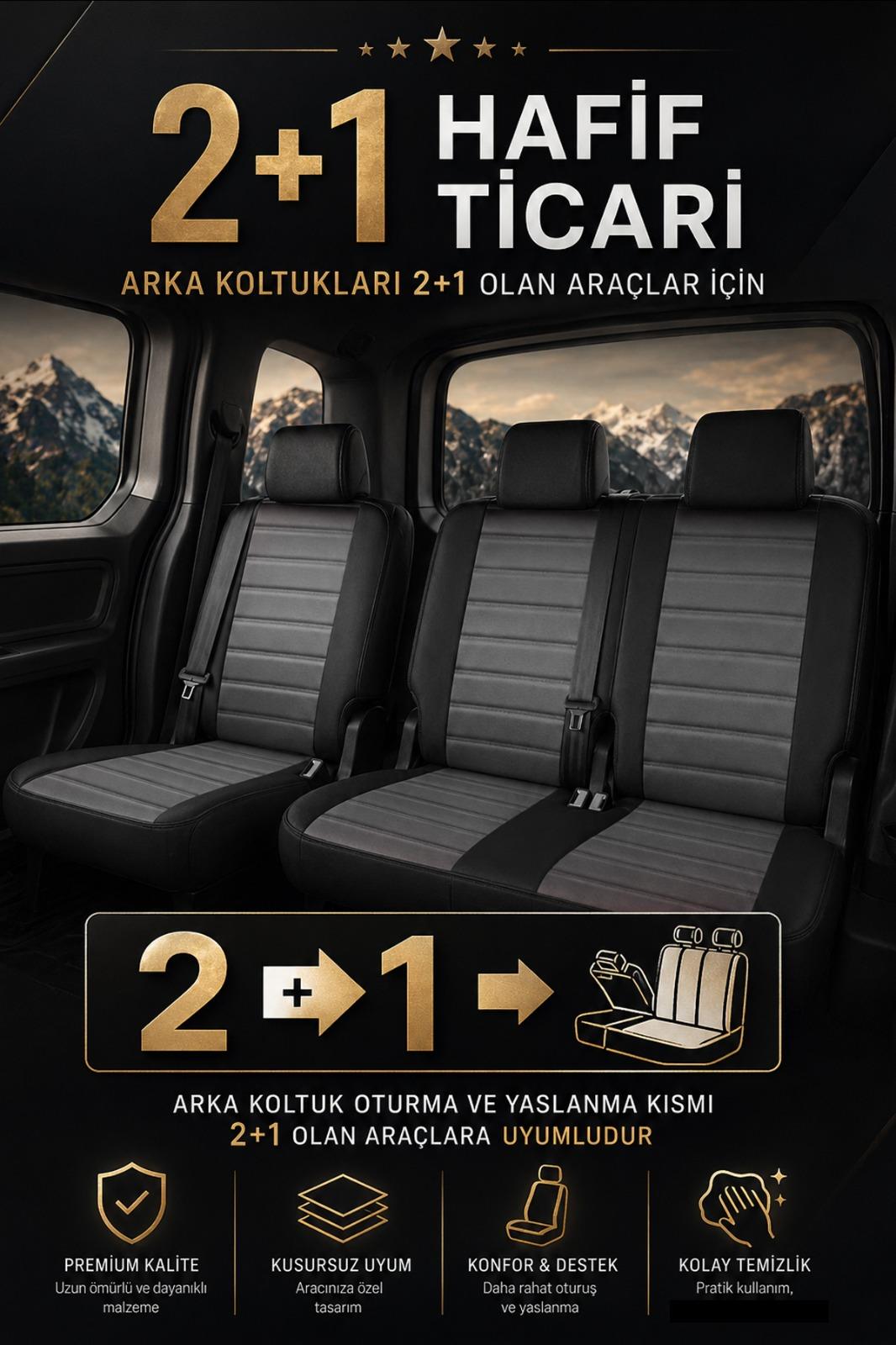 Premium Serisi Lüks Keten Üniversal Füme Ticari Oto Koltuk Kılıfı (DOBLO-CADDY-BERLİNGO-DOKKER-COURİER-KANGOO UYUMLU)