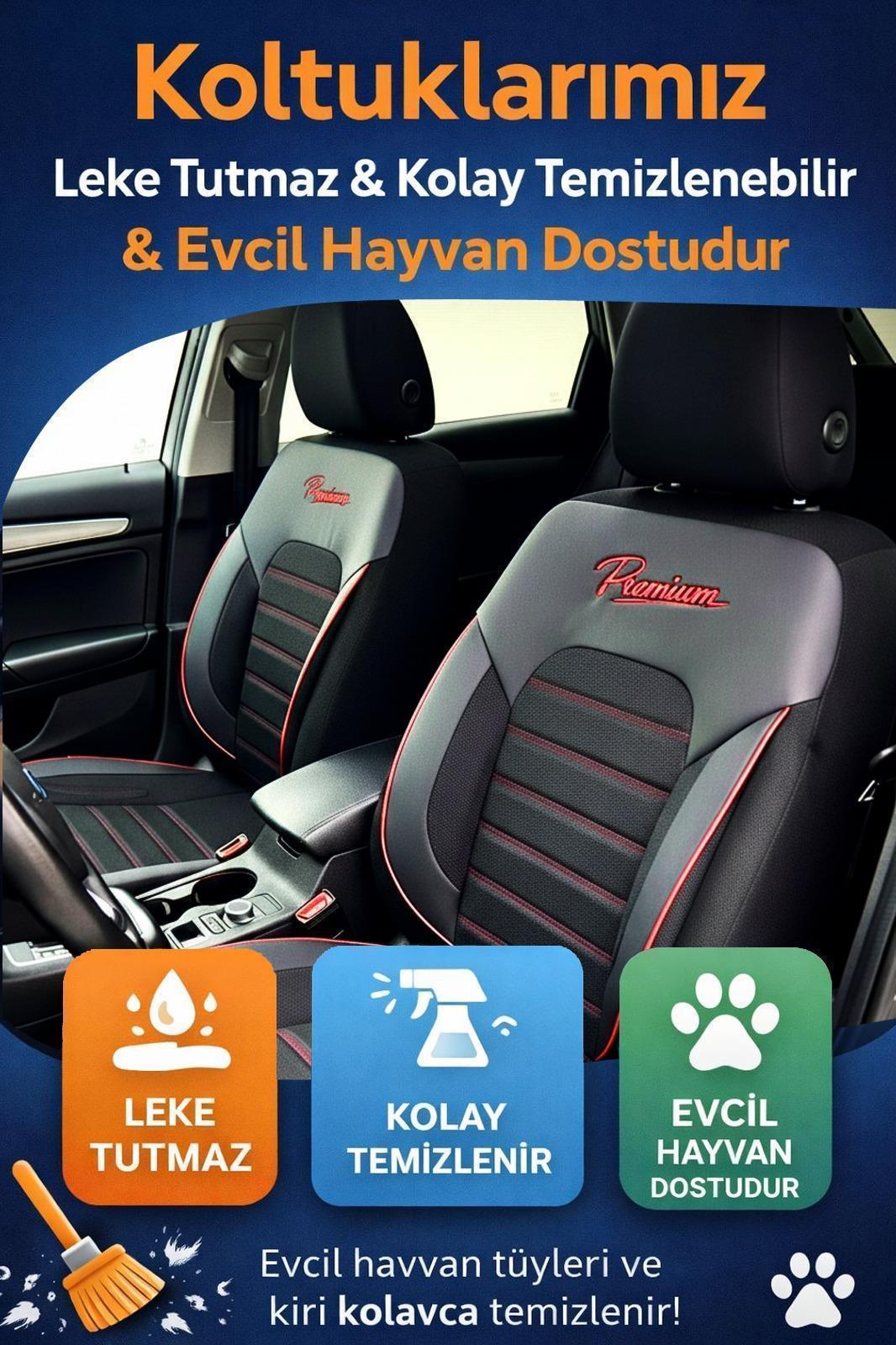 Premium Serisi Lüks Keten Üniversal Siyah Oto Koltuk Kılıfı - 5 Koltuk Tam Set