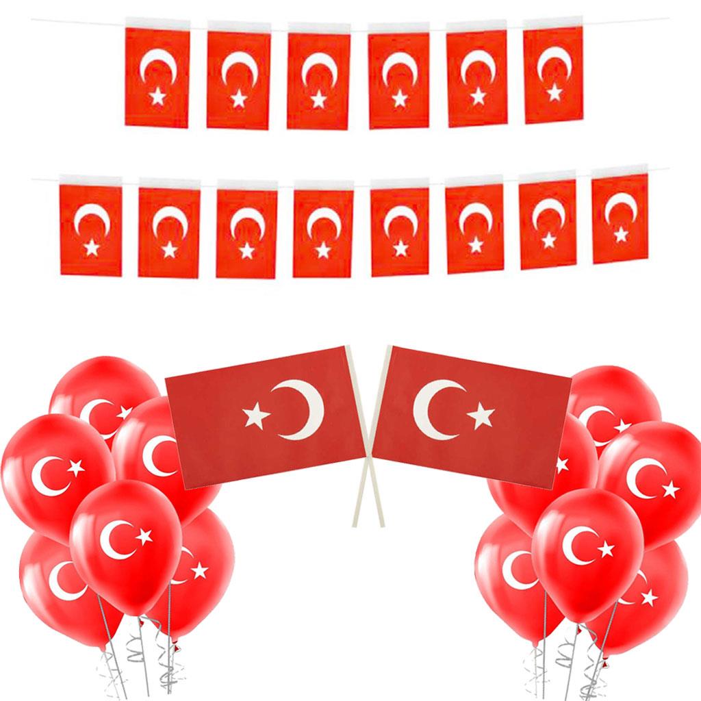 29 Ekim Cumhuriyet Bayramı Parti Süsleri - Bayrak Temalı Dekorasyon Seti