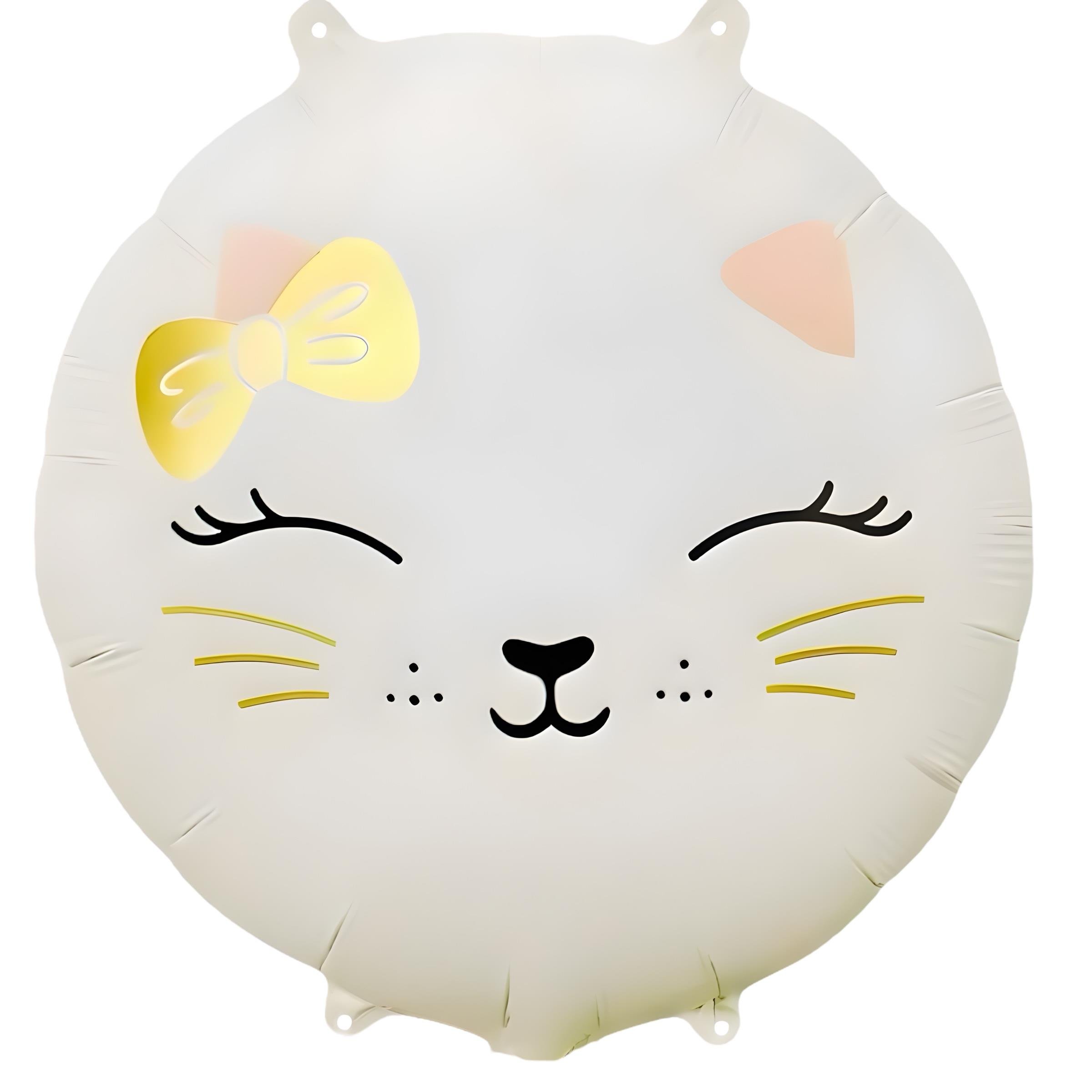 KBK Marke Retro Kedi Yuvarlak Folyo Balon 45 cm Beyaz