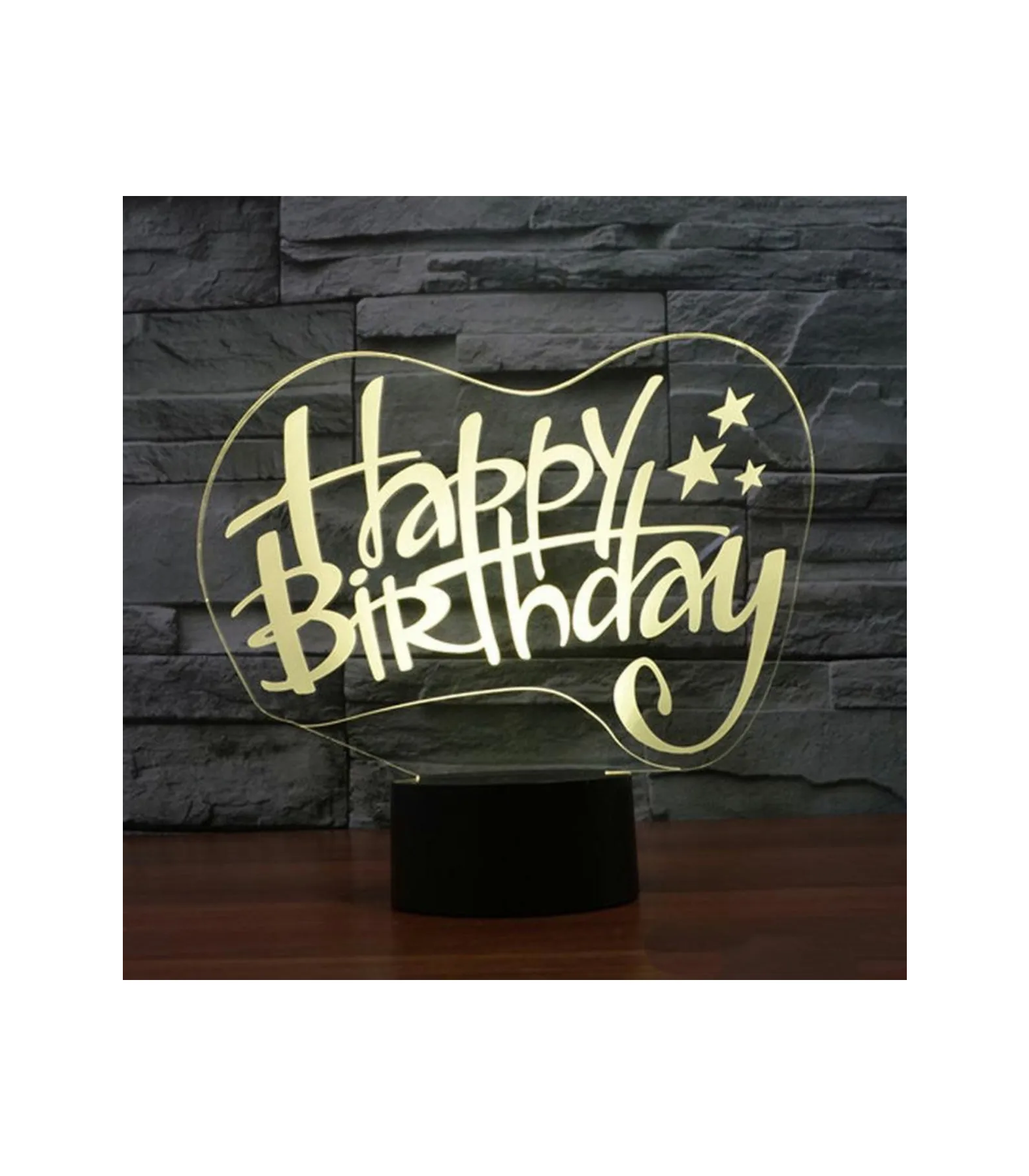 KBK Market 3d Optik illüzyon Lamba Hapyy Birthday Tasarımlı