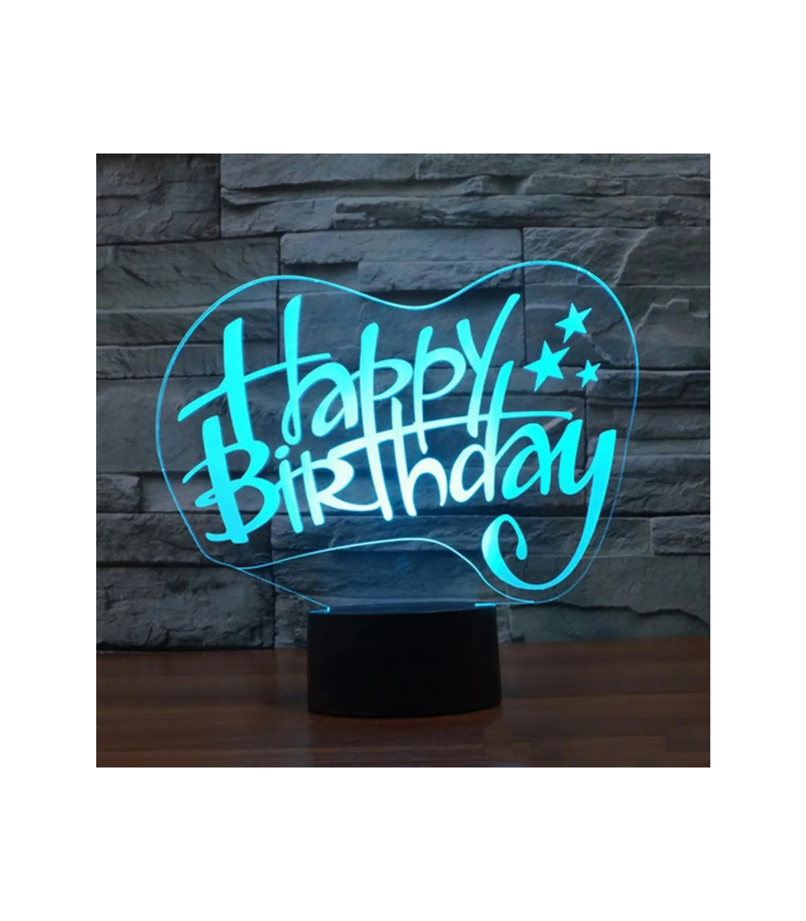 KBK Market 3d Optik illüzyon Lamba Hapyy Birthday Tasarımlı