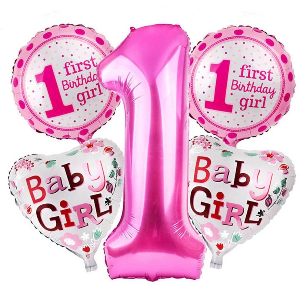 KBK Market 5'li 1 Yaş Kız Doğum Günü Balon Seti