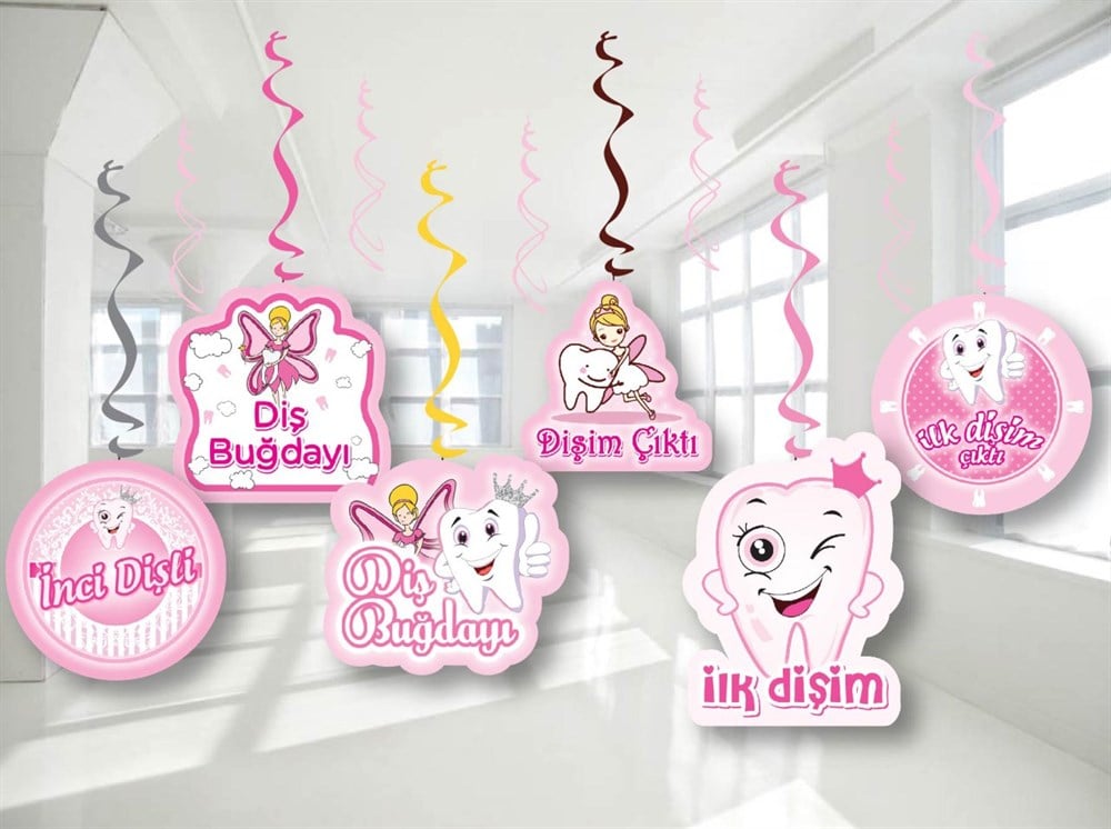 KBK Market 6'lı Sarkıt Süs İlk Dişim Pembe