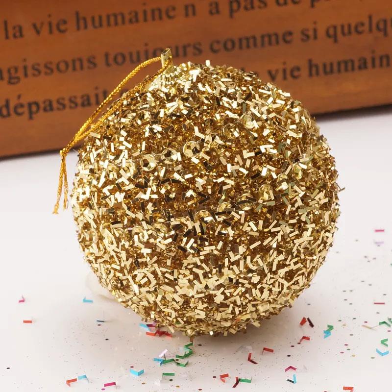 KBK Market 8 cm Lüks Parıltılı Altın Yılbaşı Top Süs 3 Adet 