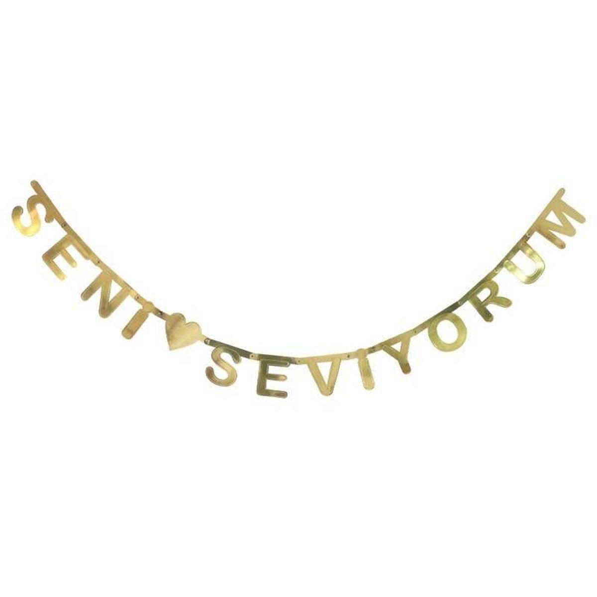 KBK Market Altın Metalize Seni Seviyorum Banner Yazı