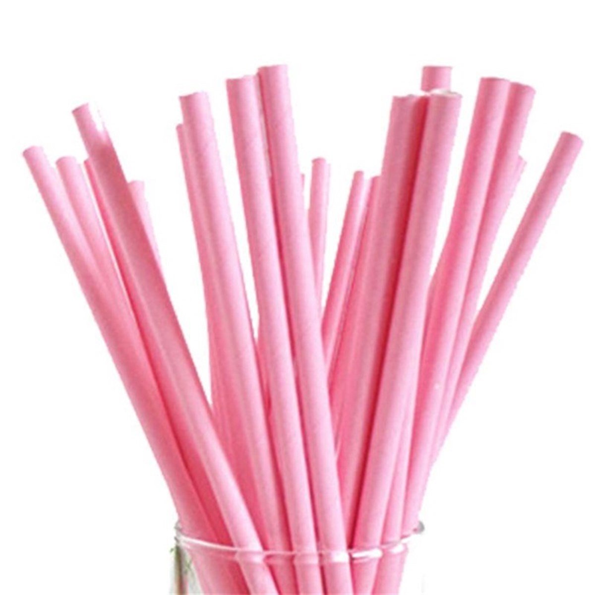 KBK Market Düz Pembe Kağıt Pipet 25 Adet