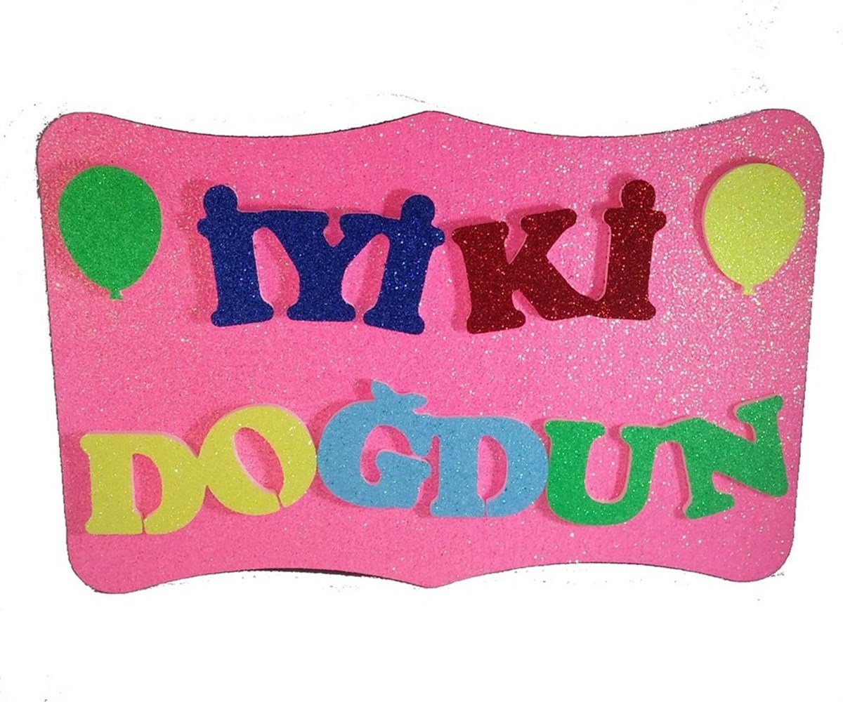 KBK Market Gülen Yüz İyiki Doğdun Pembe Strafor Süs