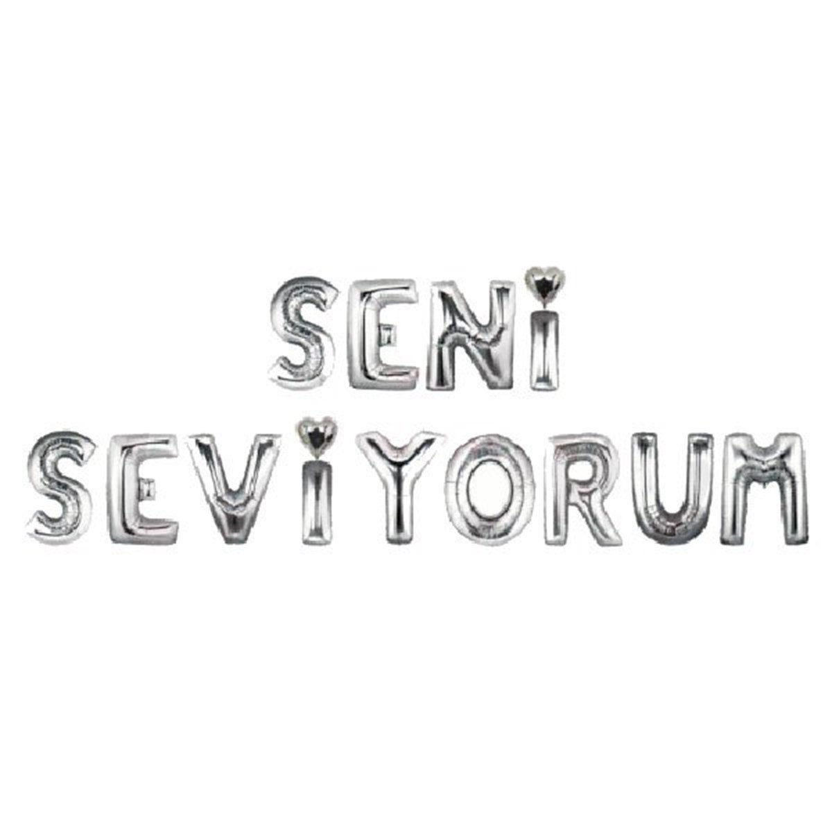 KBK Market Gümüş Seni Seviyorum Folyo Harf Balon