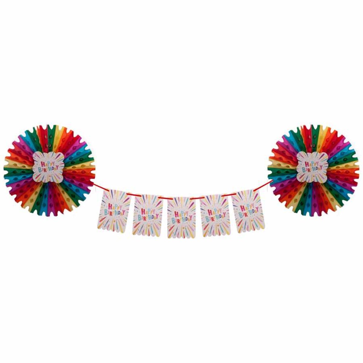 KBK Market Happy Birthday Rengarenk Yelpaze Süs Seti