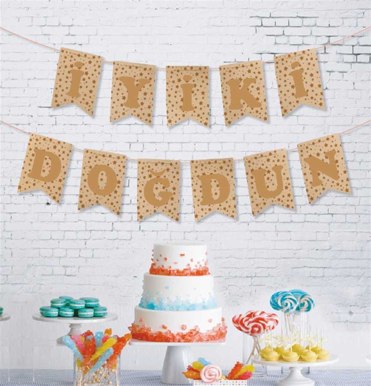 KBK Market İyi ki Doğdun Kraft Zemin Altın Banner Flama