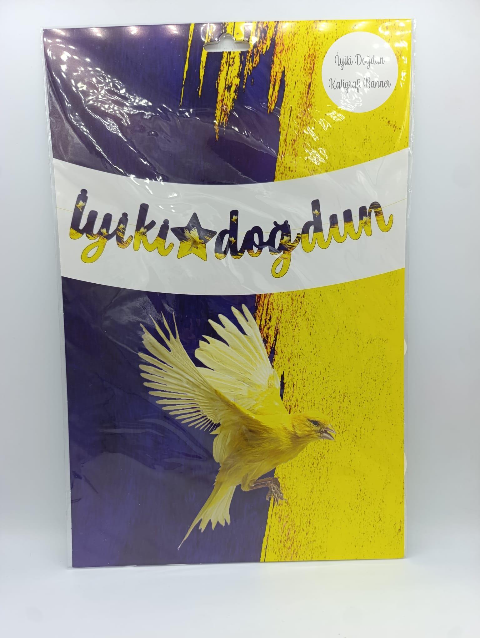 KBK Market Kaligrafi Sarı Lacivert İyi ki Doğdun Banner