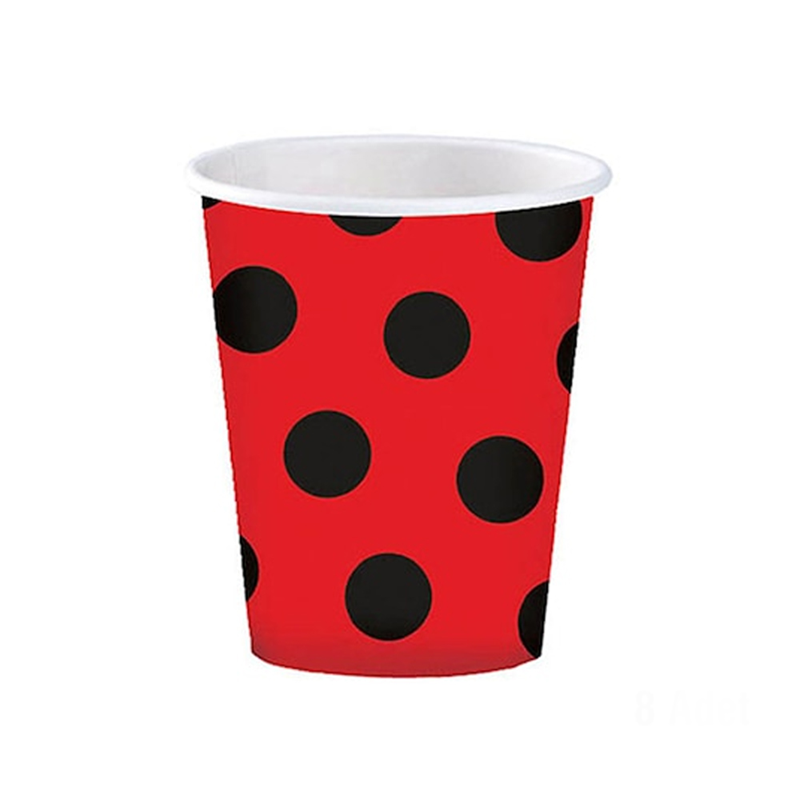 KBK Market Kırmızı Puantiyeli Karton Tabak(8 adet)