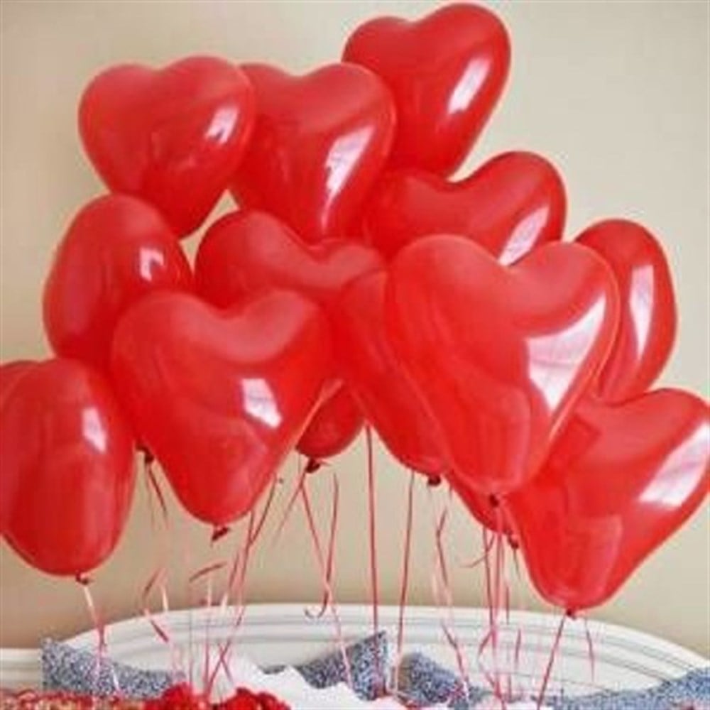KBK Market Lateks Kırmızı Kalpli Balon-25 Adet