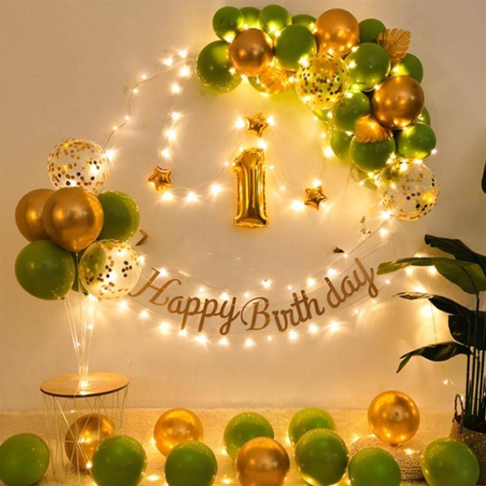 KBK Market Ledli Okaliptüs Balon Zincir Seti