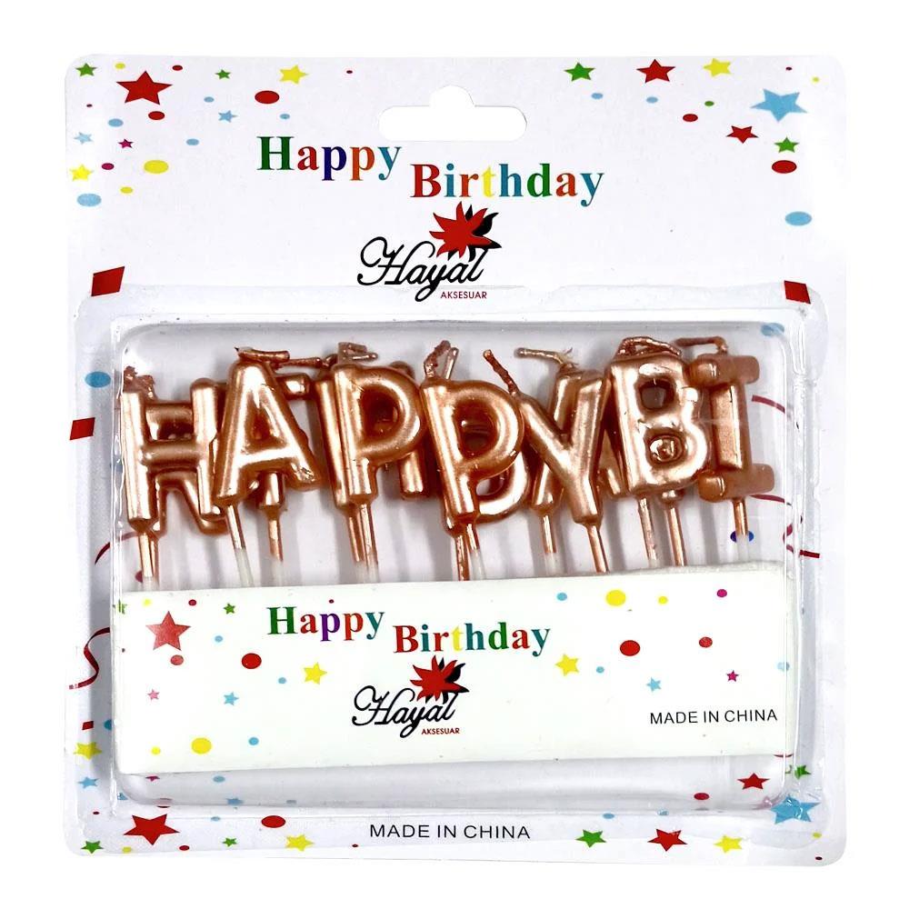 KBK Market Lüks Happy Birthday Yazılı Doğum Günü Mum Seti