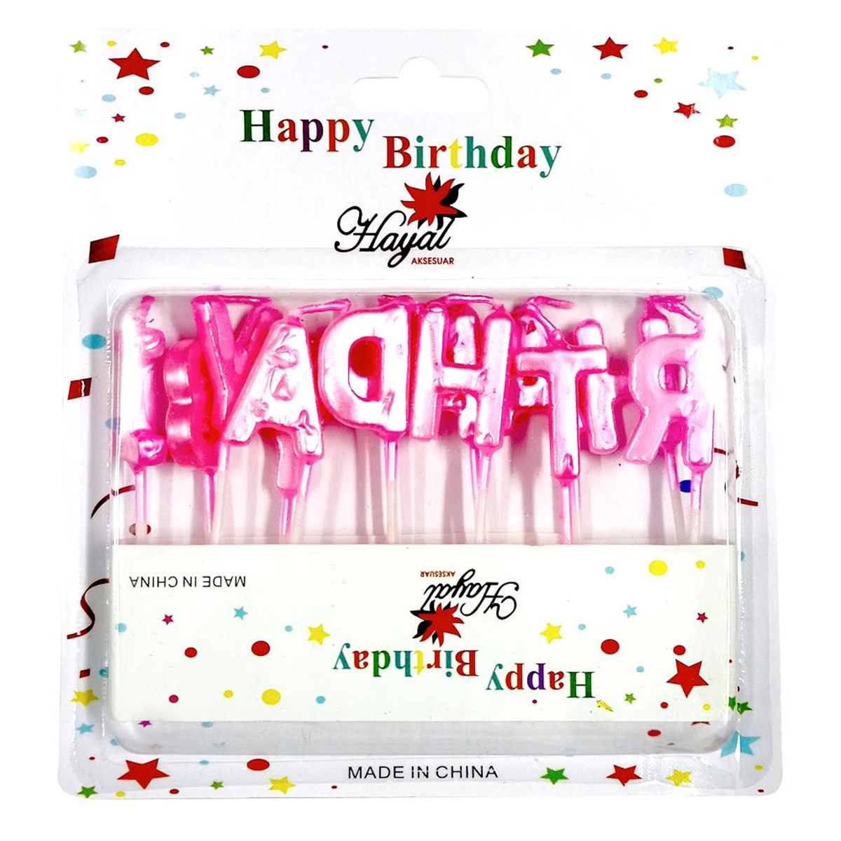 KBK Market Lüks Happy Birthday Yazılı Doğum Günü Mum Seti Pembe