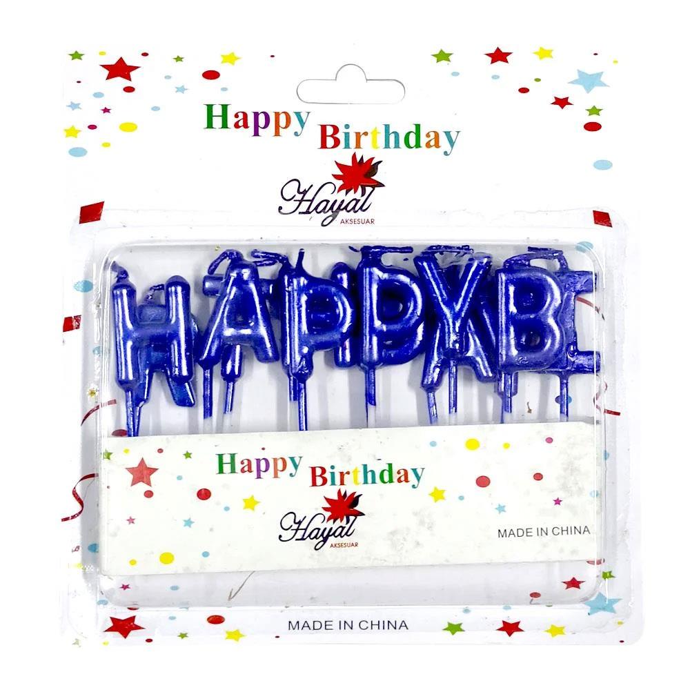 KBK Market Lüks Happy Birthday Yazılı Doğum Günü Mum Seti