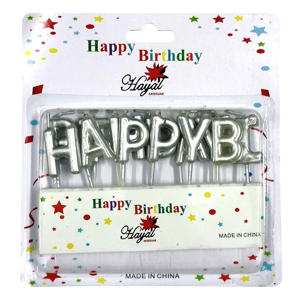 KBK Market Lüks Happy Birthday Yazılı Doğum Günü Mum Seti