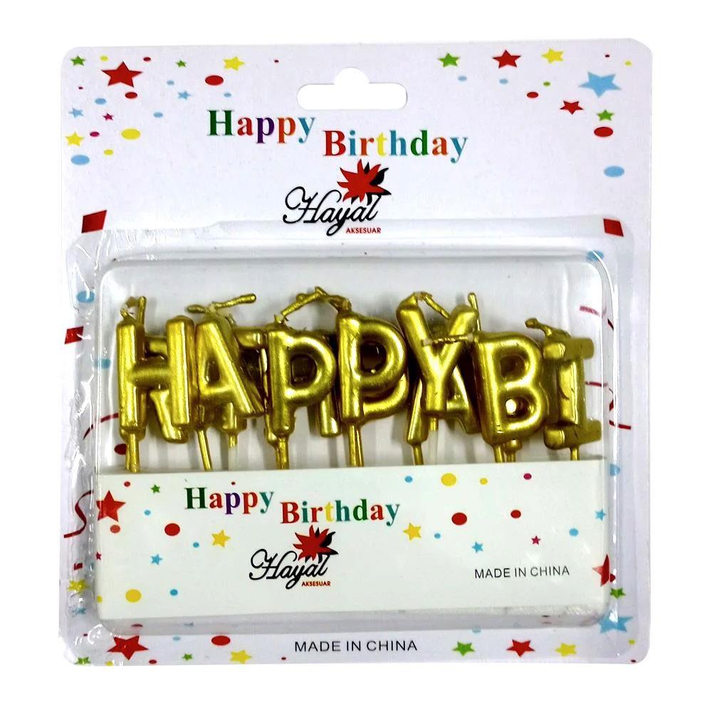 KBK Market Lüks Happy Birthday Yazılı Doğum Günü Mum Seti