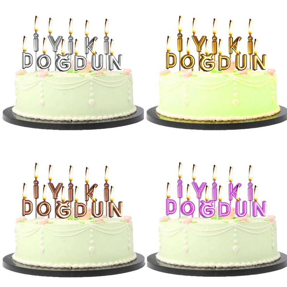 KBK Market Lüks İyiki Doğdun Yazılı Doğum Günü Mum Seti