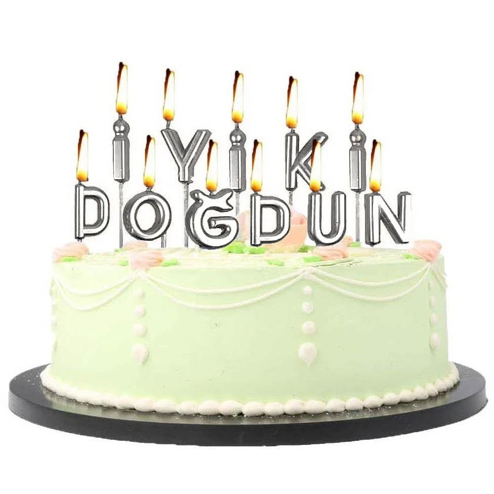 KBK Market Lüks İyiki Doğdun Yazılı Doğum Günü Mum Seti