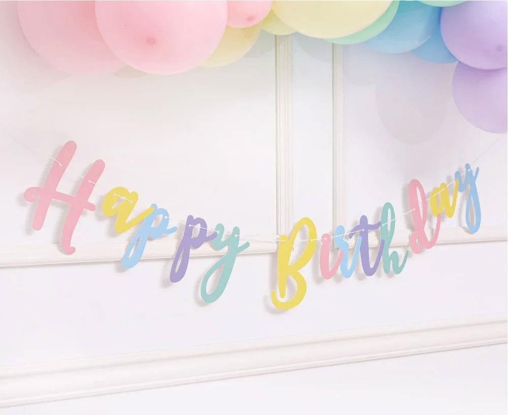KBK Market Makaron Kaligrafi Happy Birthday Banner