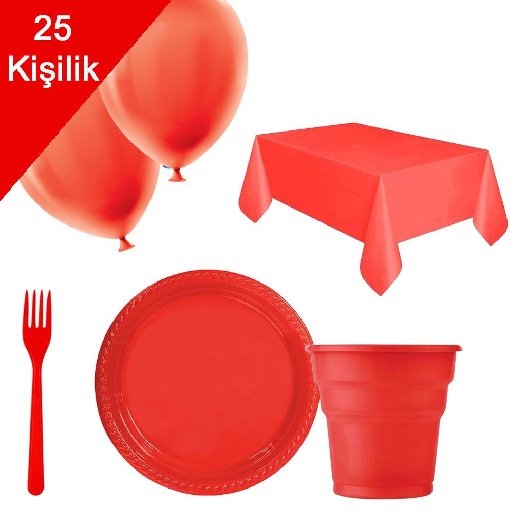 KBK Market Premium Serisi Sofra Doğum Günü Seti- 25 Kişilik Kırmızı