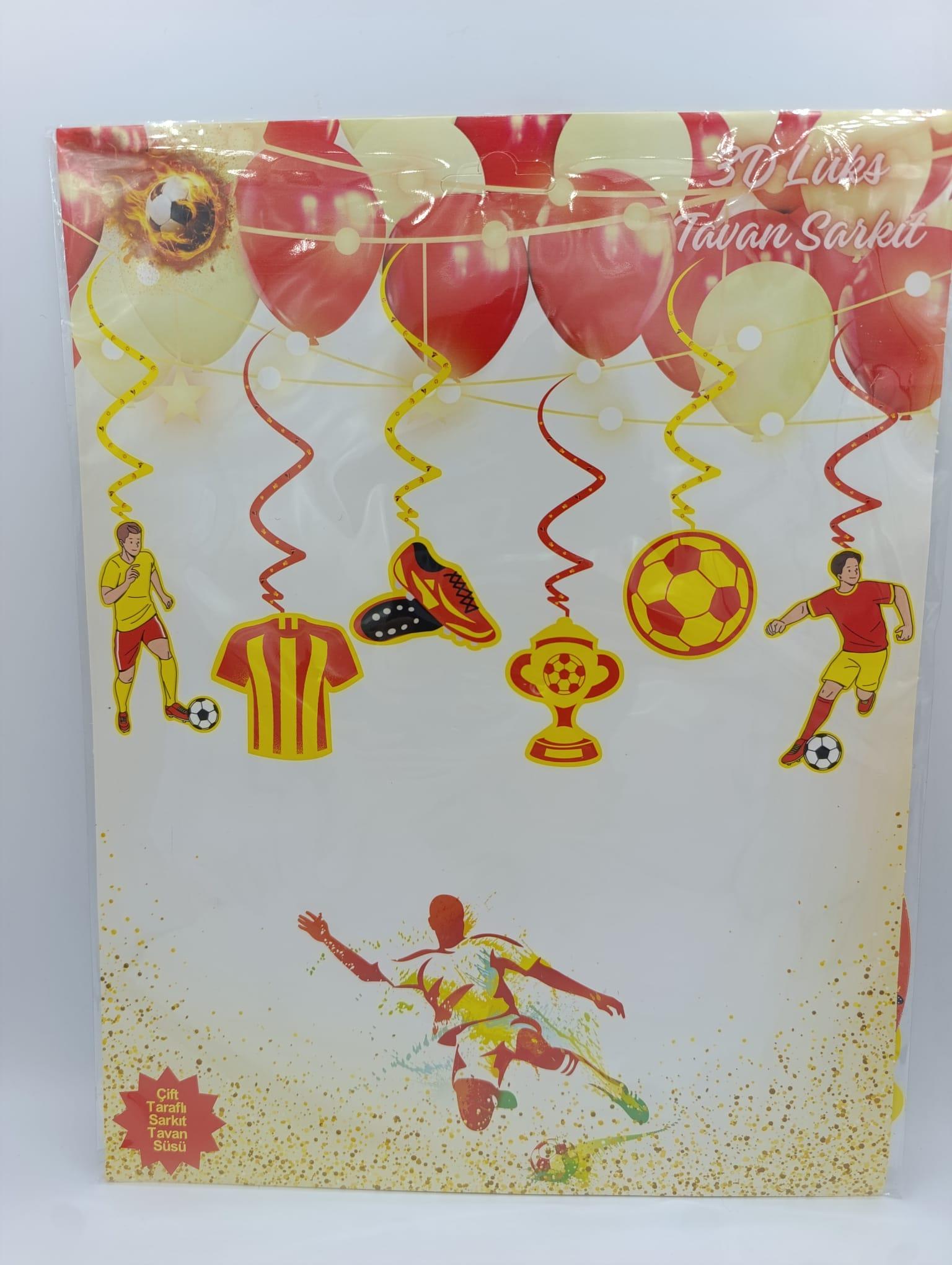 KBK Market Sarı Kırmızı 6'lı Tavan Sarkıt Süs Futbol