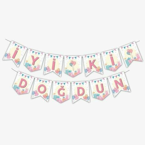 KBK Market Soft İyiki Doğdun İpli Uzar Süs Pembe