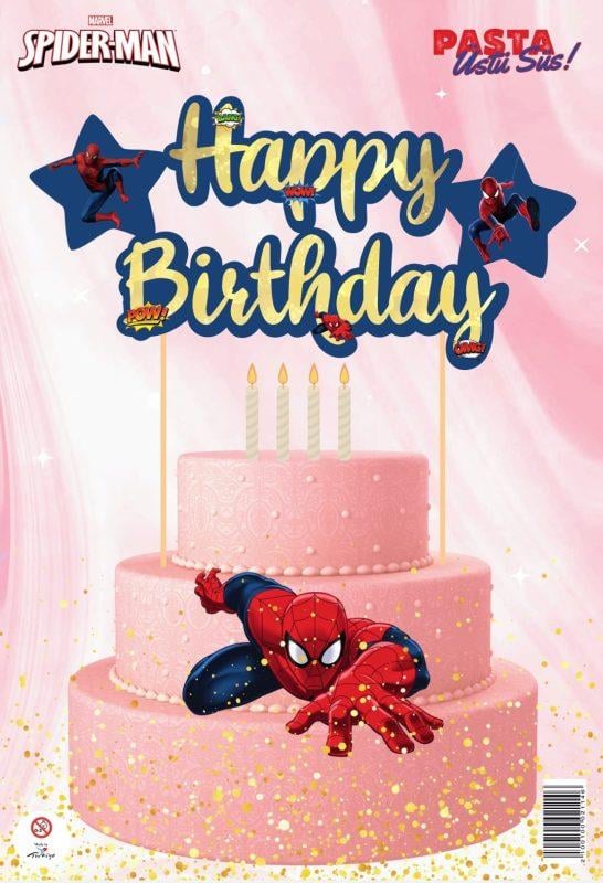 KBK Market Spiderman Happy Birthday Pasta Üstü Süsü