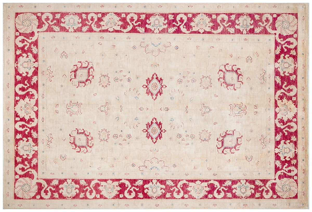 ALLMODE AFGAN UŞAĞI (ZIEGLER) IVORY/RED 203x296cm 6.01m2 EL DOKUMA HALI