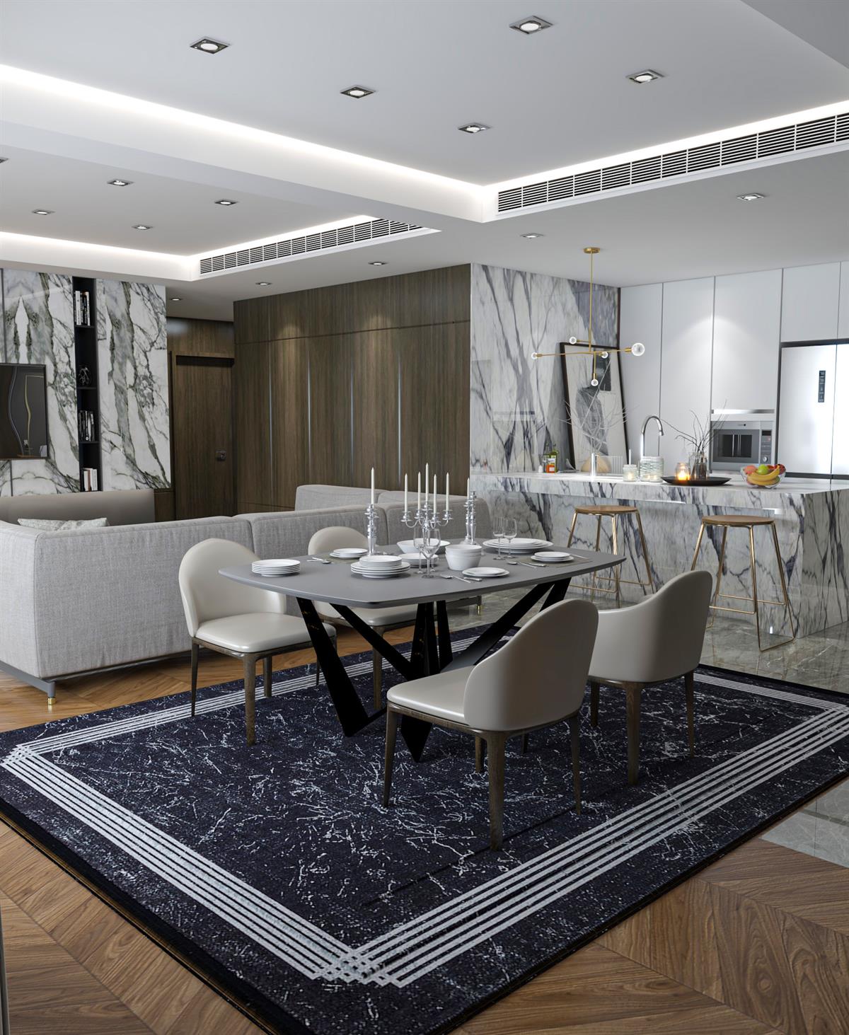 Allmode Dijital Baskılı Halı Modern Koleksiyon MVHy.1507