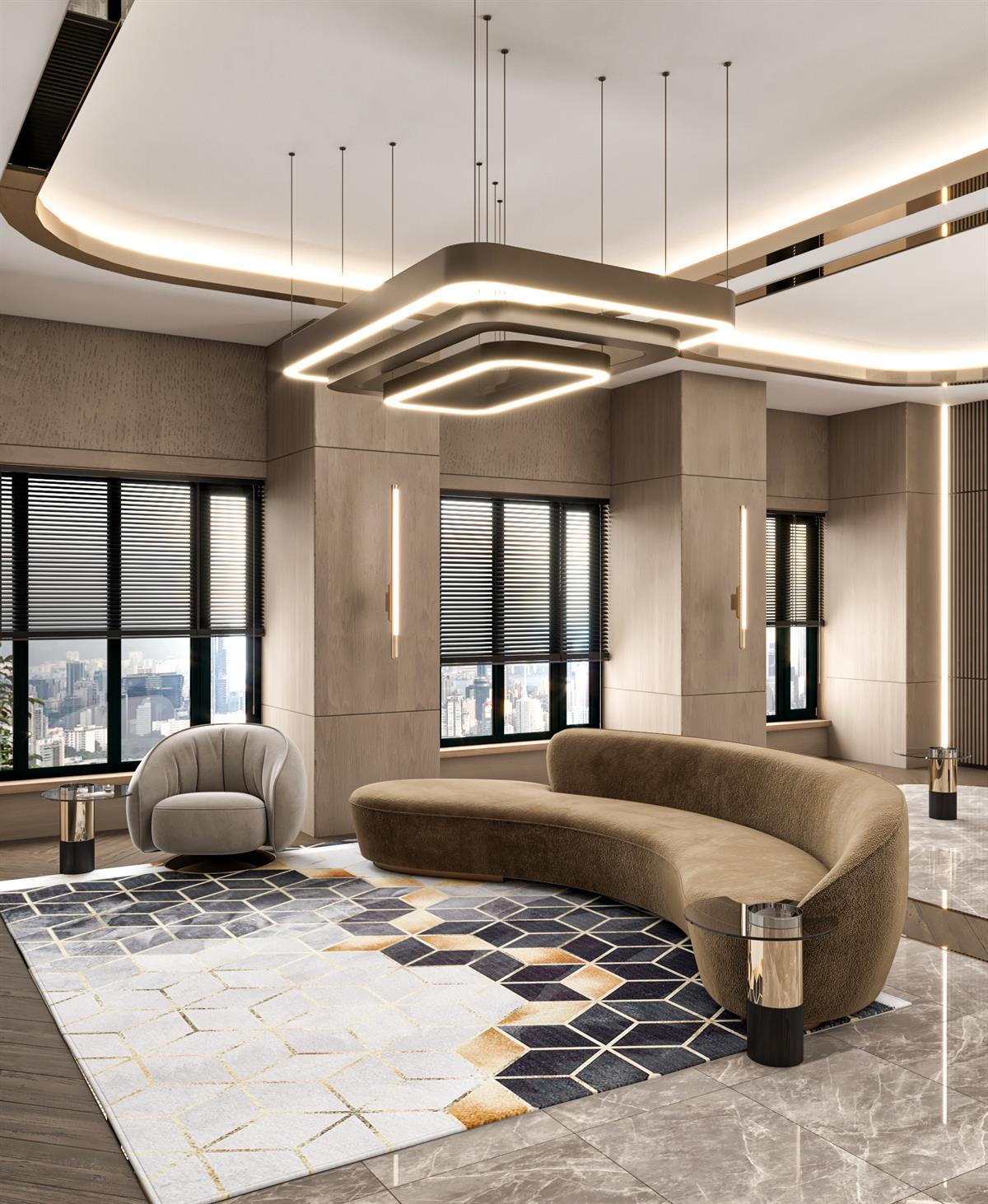 Allmode Dijital Baskılı Halı Modern Koleksiyon MVHy.1271