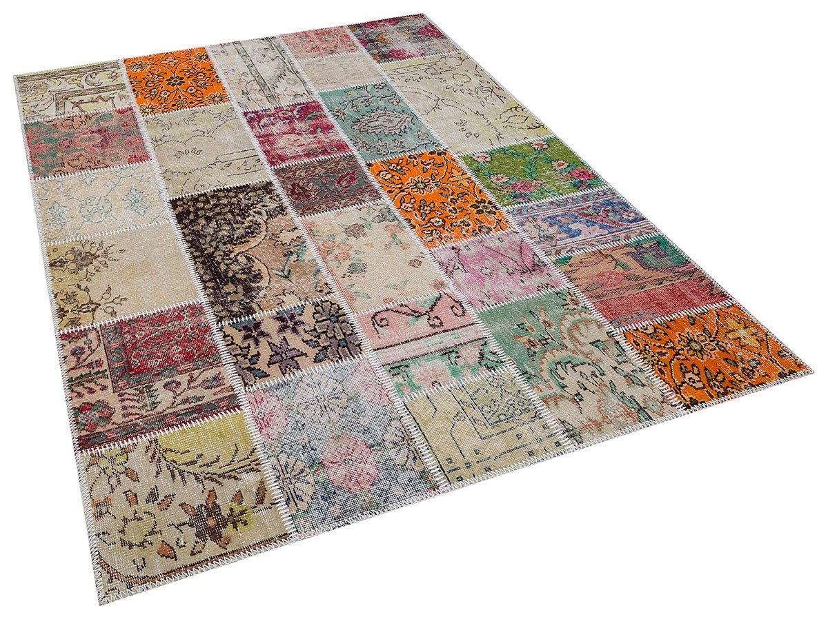 El Dokuma Yün'lü Türk Patchwork Halı 5071 Ölçü;160x230