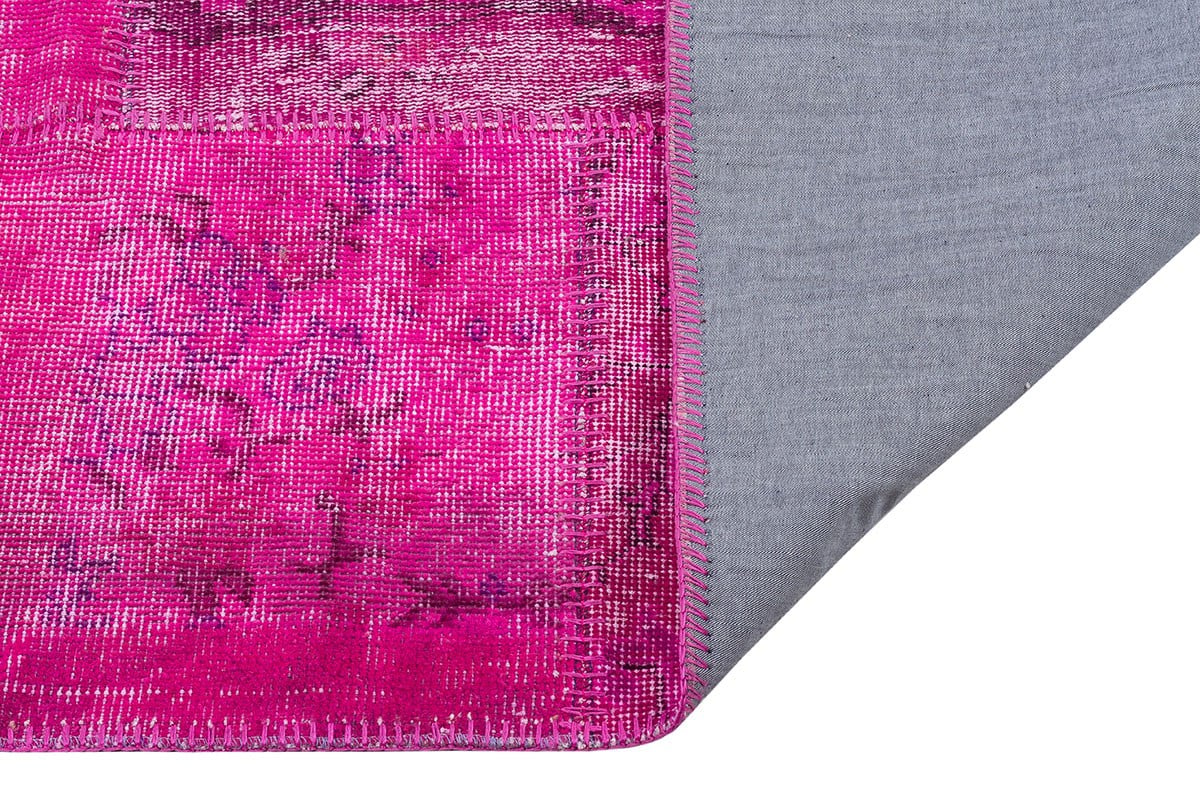 El Dokuma Yün'lü Türk Patchwork Halı Fuşya Plc Ölçü;165x240cm 3.96m2